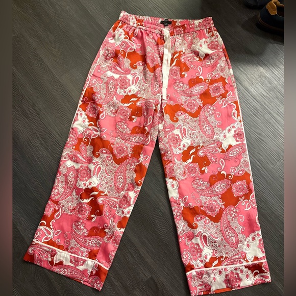 J. Crew Pants - J crew straight leg pink paisley pants sz 6